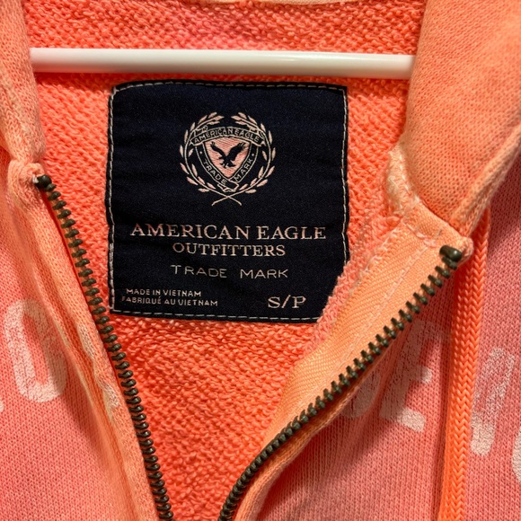AMERICAN EAGLE Women’s Pink/Peach Zip Up Hooded Hoodie Sweatshirt Jacket -size S - Picture 3 of 3
